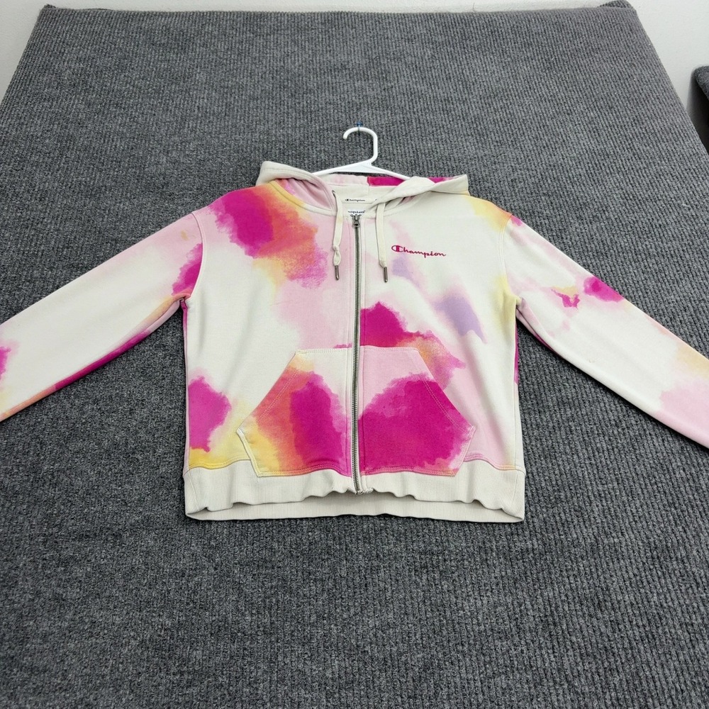 Champion Hoodie Womens S Pink Tie Dye Full Zip Athleisure Streetwear